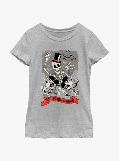 Disney Mickey Mouse A Skele-Ton of Screams Youth Girls T-Shirt