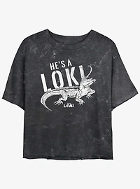 Marvel Loki Alligator Loki He's A Loki Girls Mineral Wash Crop T-Shirt