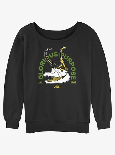 Marvel Loki Alligator Loki Glorious Purpose Girls Slouchy Sweatshirt
