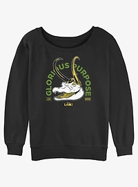 Marvel Loki Alligator Loki Glorious Purpose Girls Slouchy Sweatshirt