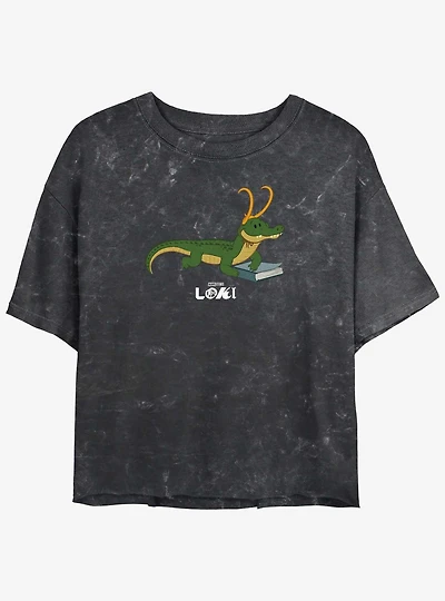 Marvel Loki Alligator Loki Hero Girls Mineral Wash Crop T-Shirt