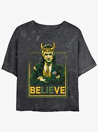 Marvel Loki Political Motive President Loki Girls Mineral Wash Crop T-Shirt