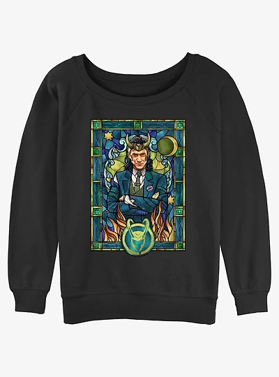 Marvel Loki President Loki Glass Portrait Girls Slouchy Sweatshirt