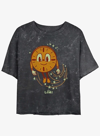 Marvel Loki Miss Minutes Girls Mineral Wash Crop T-Shirt