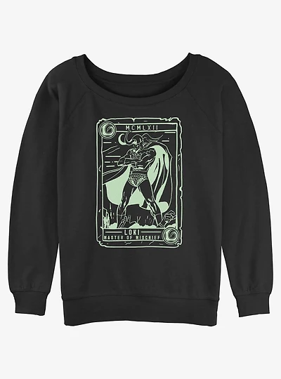 Marvel Loki Collector Card Girls Slouchy Sweatshirt