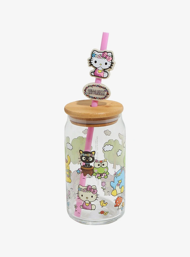 Hello Kitty And Friends Flower Crowns Glass Cup