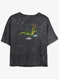 Marvel Loki Alligator Hero Womens Mineral Wash Crop T-Shirt