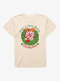 Strawberry Shortcake Merry Christmas Wreath Mineral Wash T-Shirt