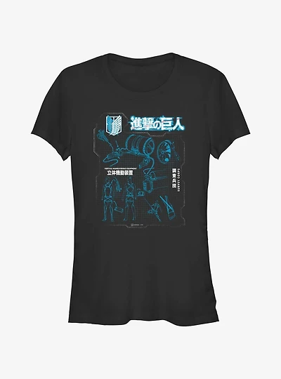 Attack on Titan Maneuver Gear Blueprint Girls T-Shirt