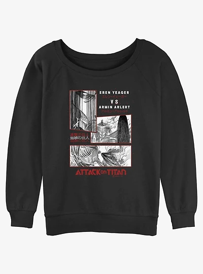 Attack on Titan Eren vs Armin Girls Slouchy Sweatshirt