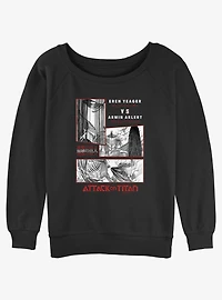 Attack on Titan Eren vs Armin Girls Slouchy Sweatshirt