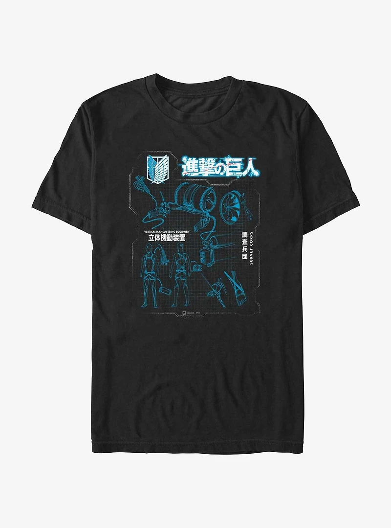 Attack on Titan Maneuver Gear Blueprint T-Shirt
