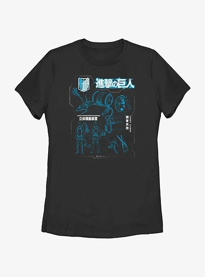 Attack on Titan Maneuver Gear Blueprint Womens T-Shirt