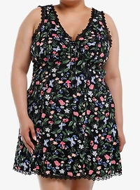 Thorn & Fable Butterfly Floral Lace Babydoll Dress Plus Size