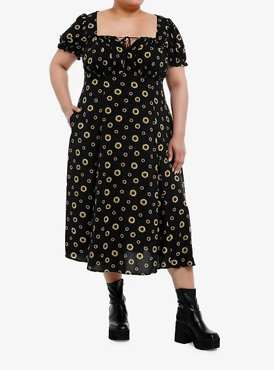 Thorn & Fable Yellow Sunflower Empire Midi Dress Plus Size