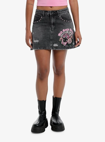 Sweet Society Pink Tiger Denim Mini Skirt