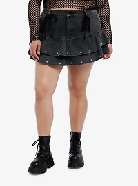 Social Collision Star Stud Ribbon Mini Skirt Plus Size