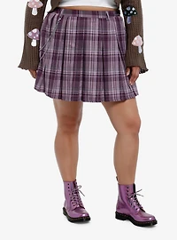 Thorn & Fable Purple Plaid Pleated Skirt Plus Size