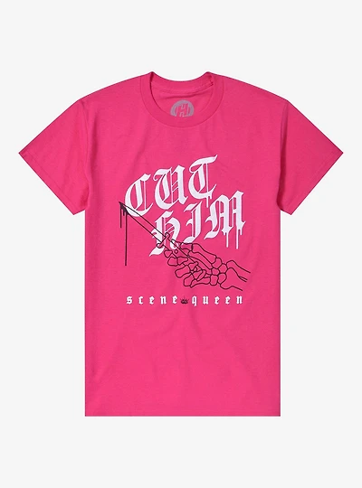Scene Queen Cut Him Glitter Boyfriend Fit Girls T-Shirt
