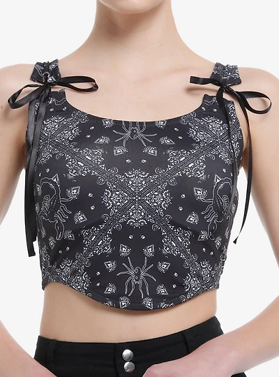 Cosmic Aura Gothic Western Bandana Lace-Up Girls Top