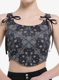 Cosmic Aura Gothic Western Bandana Lace-Up Girls Top