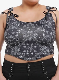 Cosmic Aura Gothic Western Bandana Lace-Up Girls Top Plus Size