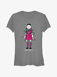Squid Game Young-Hee Doll In Christmas Lights Girls T-Shirt