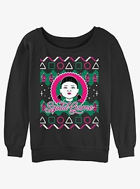 Squid Game Young-Hee Doll Ugly Christmas Girls Slouchy Sweatshirt