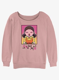 Squid Game Neon Young-Hee Doll Girls Slouchy Sweatshirt