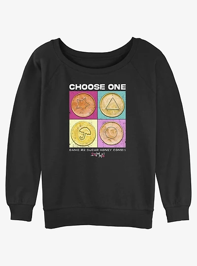 Squid Game Honey Comb Game Girls Slouchy Sweatshirt