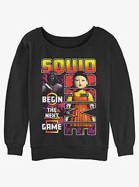 Squid Game Masked Man and Young-Hee Doll Star The Next Game Girls Slouchy Sweatshirt