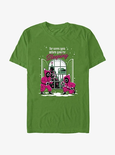 Squid Game All Seeing Pink Soldiers Christmas T-Shirt