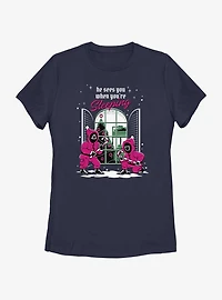 Squid Game All Seeing Pink Soldiers Christmas Womens T-Shirt
