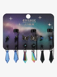 Cosmic Aura Mystical Crystal Cuff Earring Set