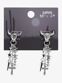 Social Collision Bull Barbed Wire Cross Earrings