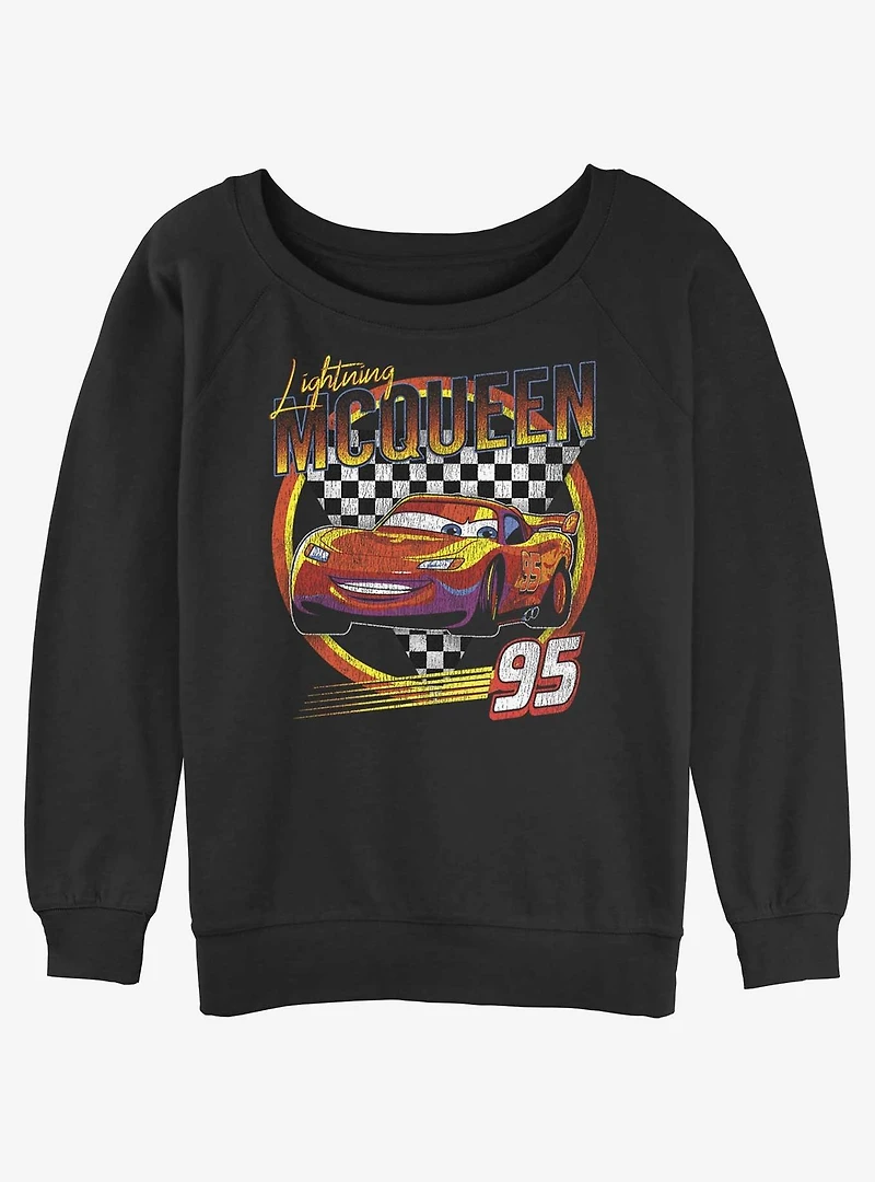 Disney Pixar Cars Lightning McQueen Vintage Girls Slouchy Sweatshirt