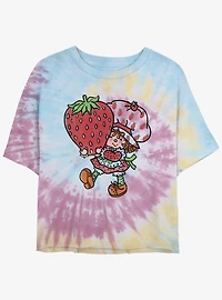 Strawberry Shortcake Big Strawberry Girls Tie-Dye Crop T-Shirt