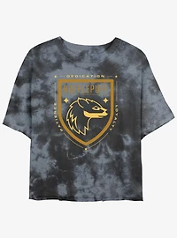 Harry Potter Hufflepuff House Crest Girls Tie-Dye Crop T-Shirt