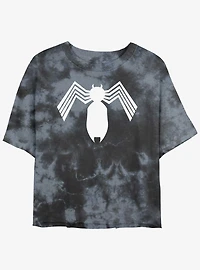 Marvel Spider-Man Symbiote Spider-Man Logo Girls Tie-Dye Crop T-Shirt