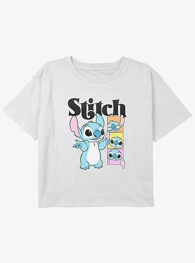 Disney Lilo & Stitch Poses Youth Girls Boxy Crop T-Shirt
