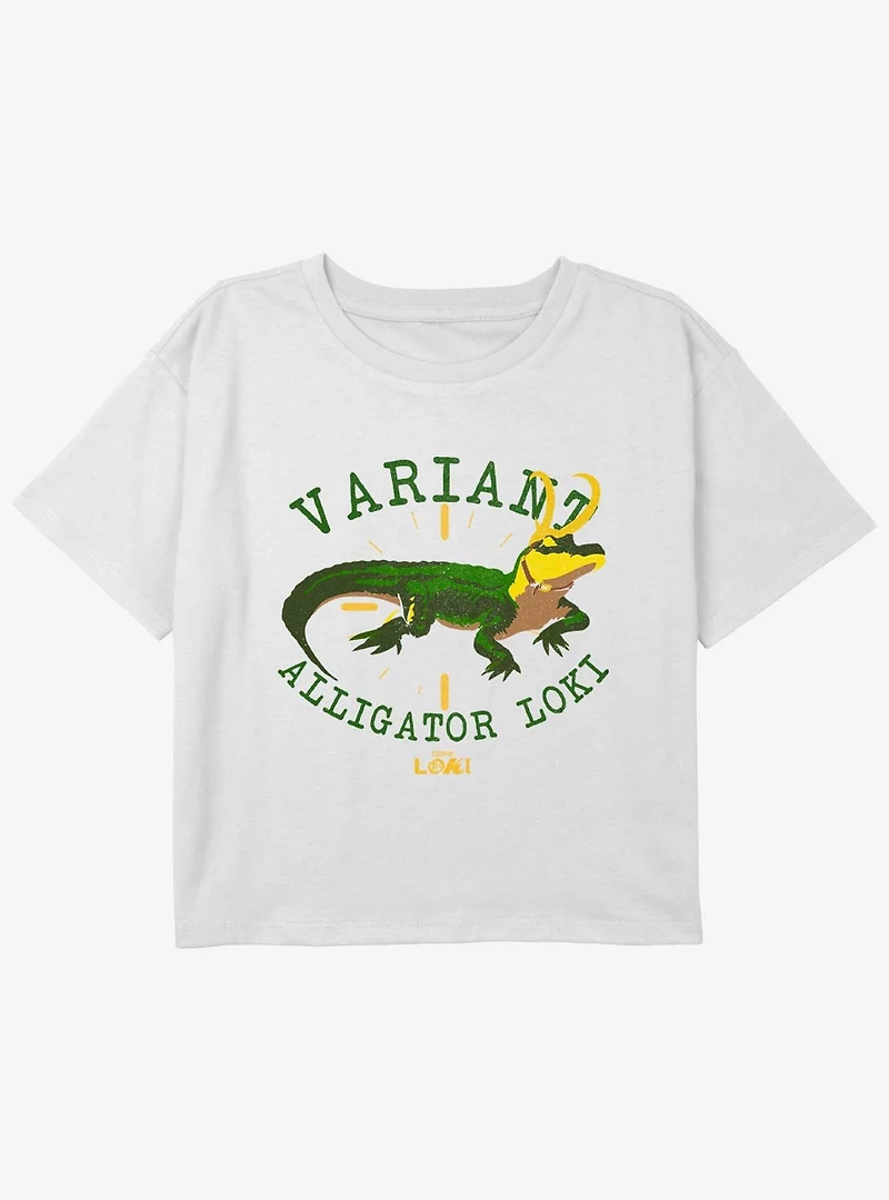 Marvel Loki Variant Alligator Youth Girls Boxy Crop T-Shirt