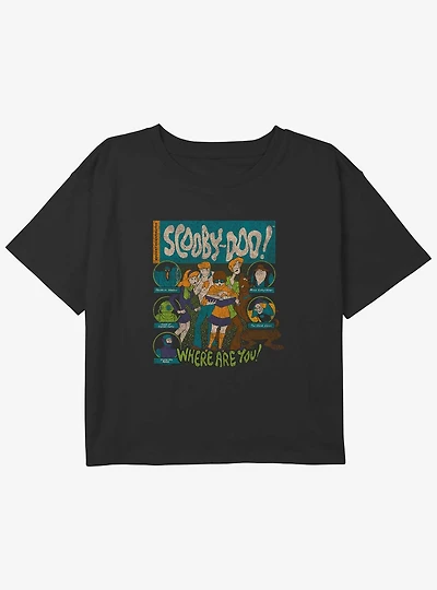 Scooby Doo Mystery Poster Youth Girls Boxy Crop T-Shirt