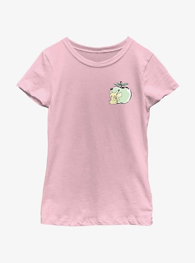 Pokemon Chibi Pikachu Apple Youth Girls T-Shirt