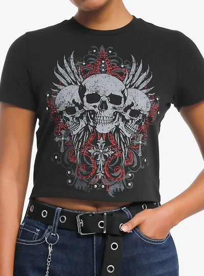 Social Collision Winged Skulls & Rhinestones Girls Baby T-Shirt