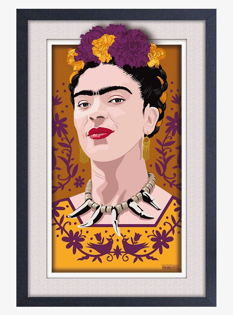 Frida Kahlo Yellow Mood Faux Matte Under Plexiglass Framed Poster