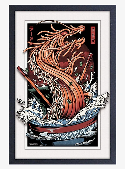 Illustrata Ramen Dragon Faux Matte Under Plexiglass Framed Poster