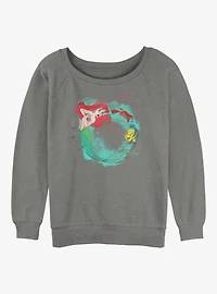 Disney The Little Mermaid Ariel Sebastian and Flounder Womens Slouchy Sweatshirt