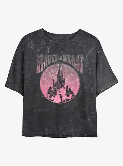 Disney Beauty and the Beast Castle Badge Mineral Wash Womens Crop T-Shirt