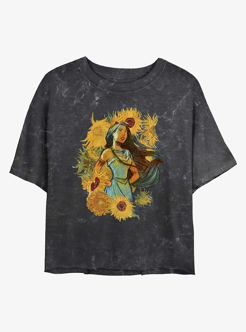 Disney Pocahontas Sunflowers The Wind Mineral Wash Womens Crop T-Shirt