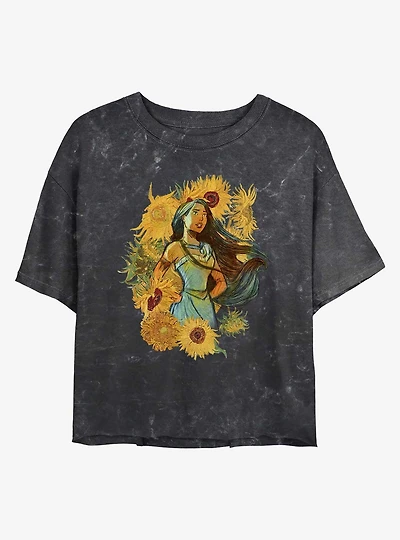 Disney Pocahontas Sunflowers The Wind Mineral Wash Womens Crop T-Shirt
